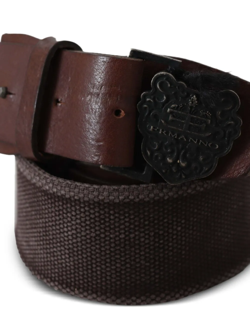 Ermanno Scervino Riem met logogesp en leren afwerking Bruin