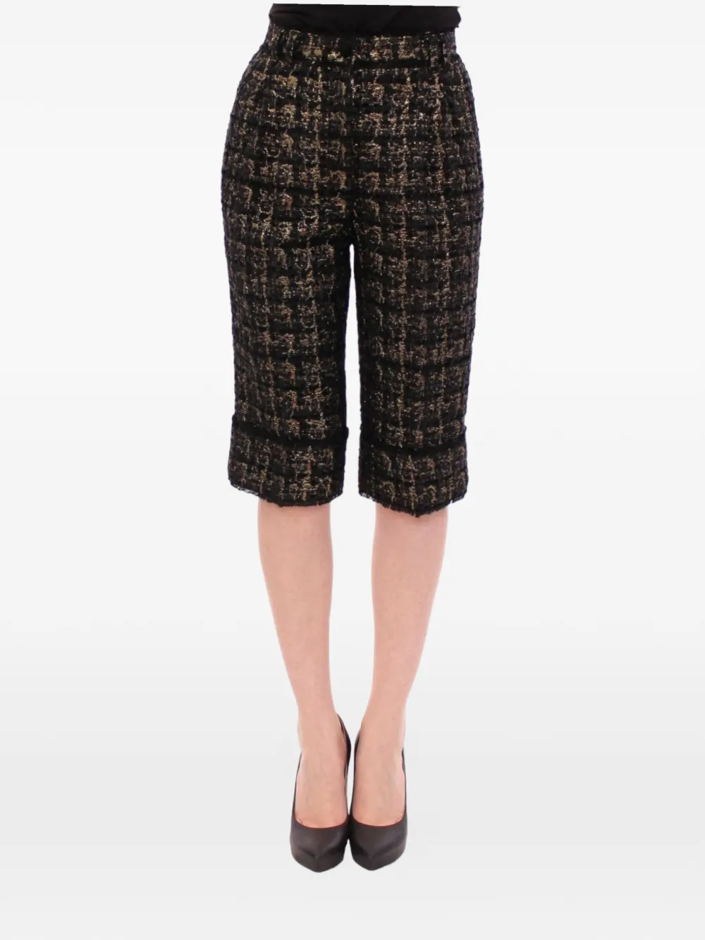 Dolce & Gabbana Tweed-Shorts mit Fransen - Schwarz