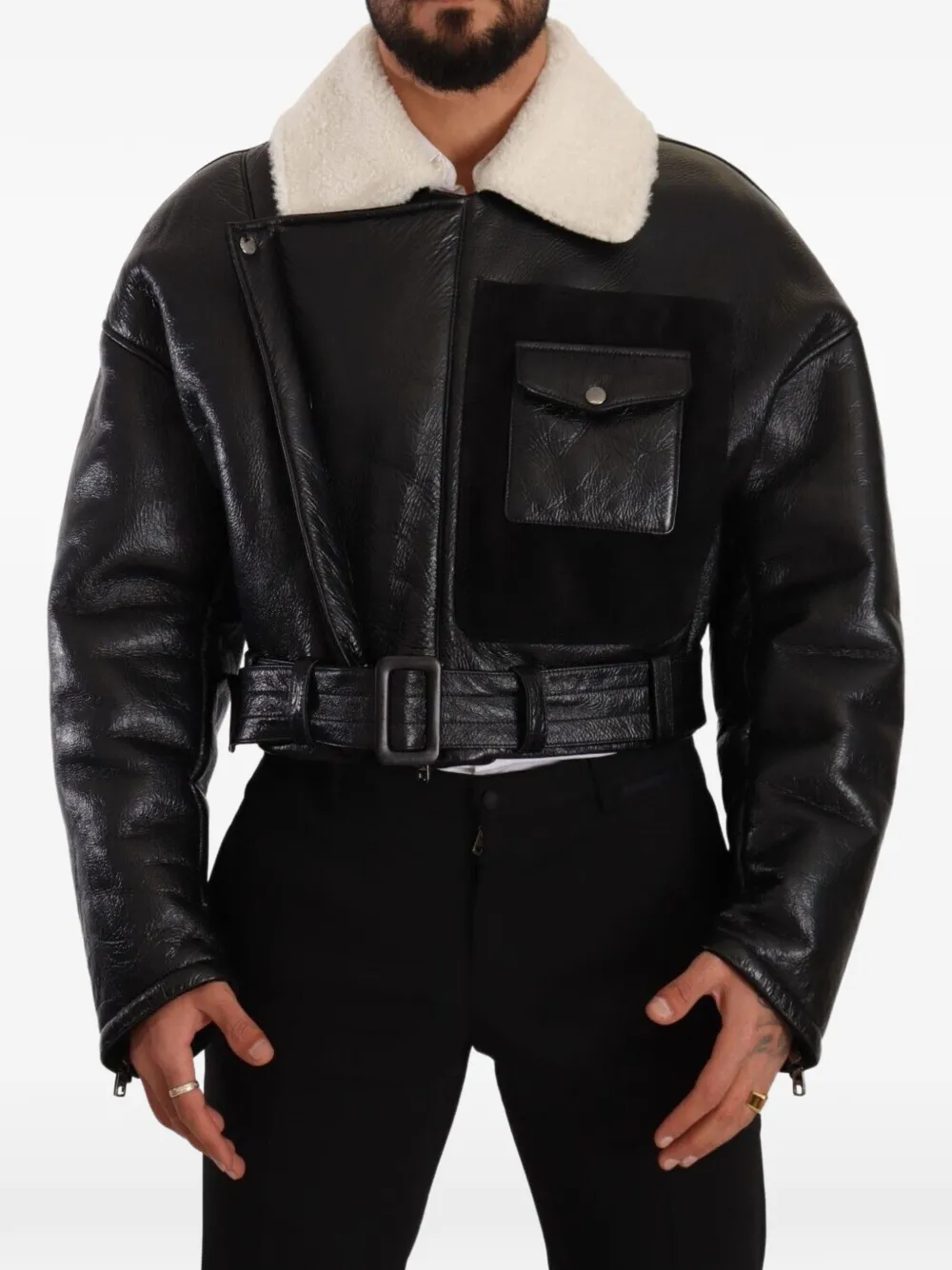 Dolce & Gabbana Lammy jack met ceintuur Zwart