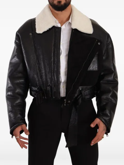 Dolce & Gabbana belted shearling jacket