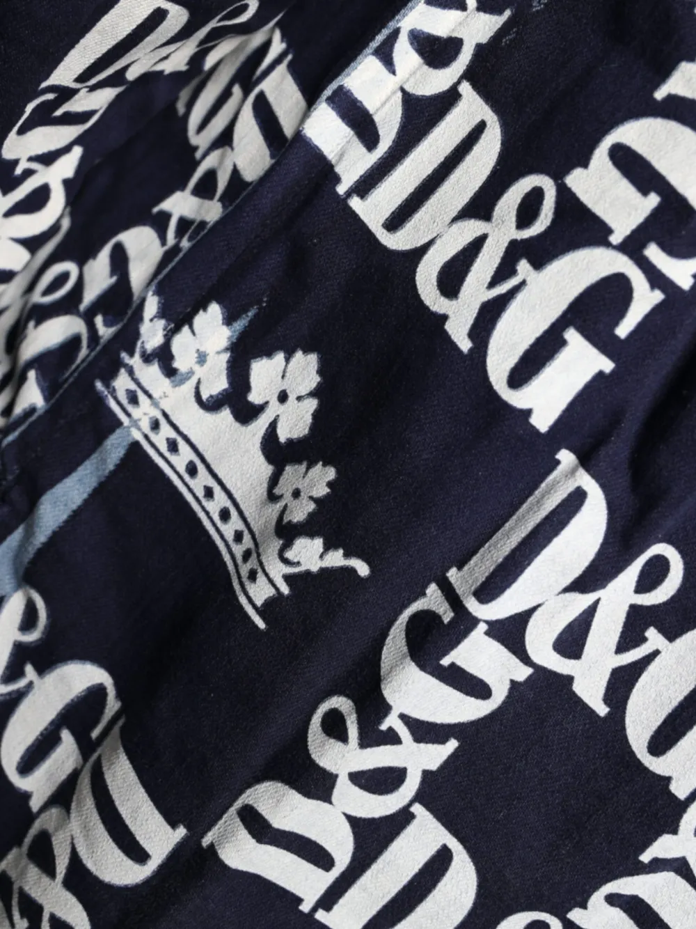 Dolce & Gabbana Crown logoprint denim blouse Blauw