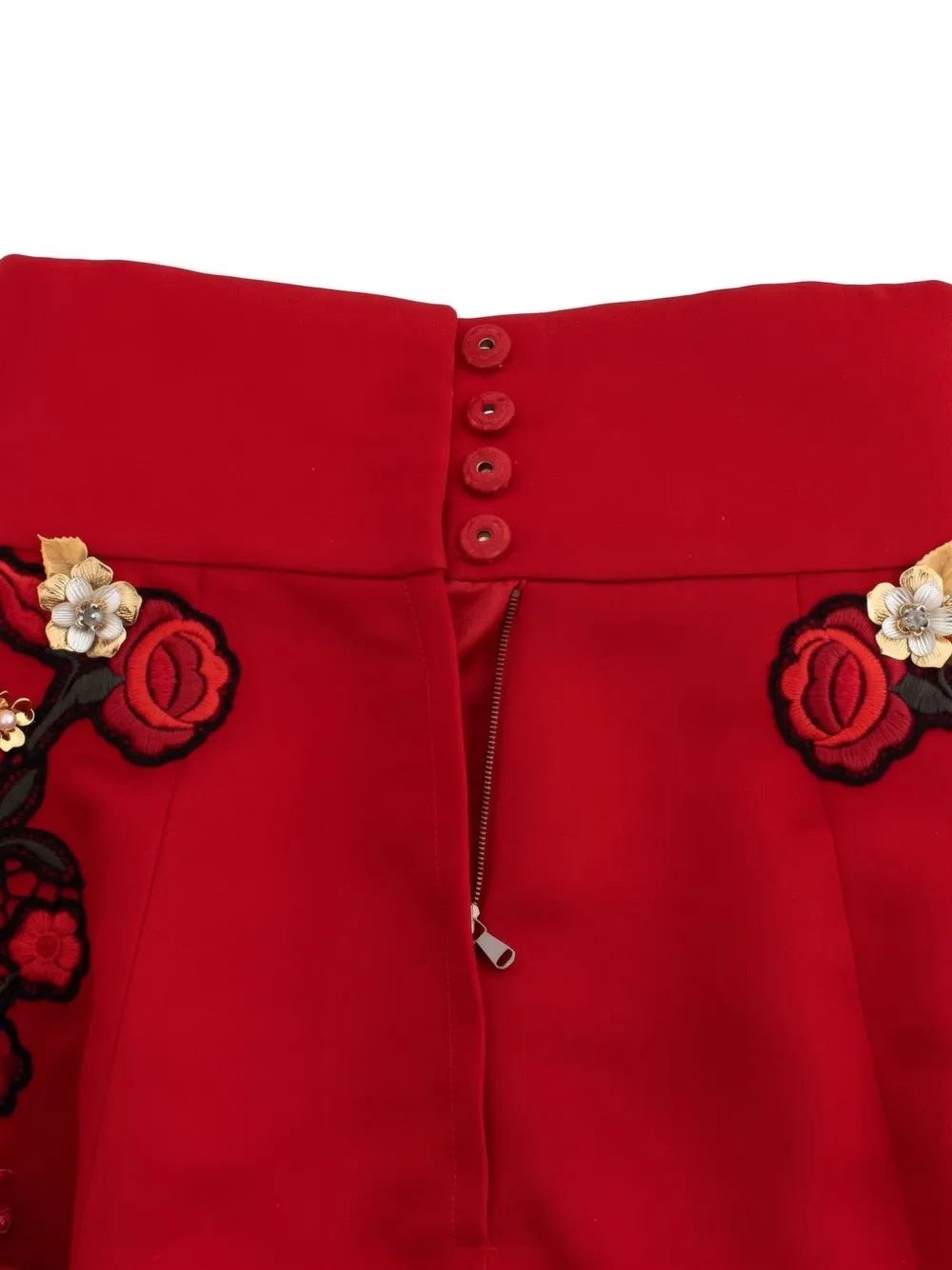 Dolce & Gabbana Shorts verfraaid met kristallen en geborduurde bloemen Rood
