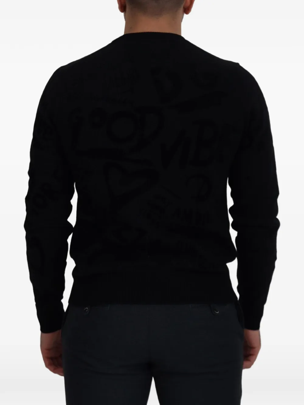 Dolce & Gabbana Wollen trui met reliëf Zwart