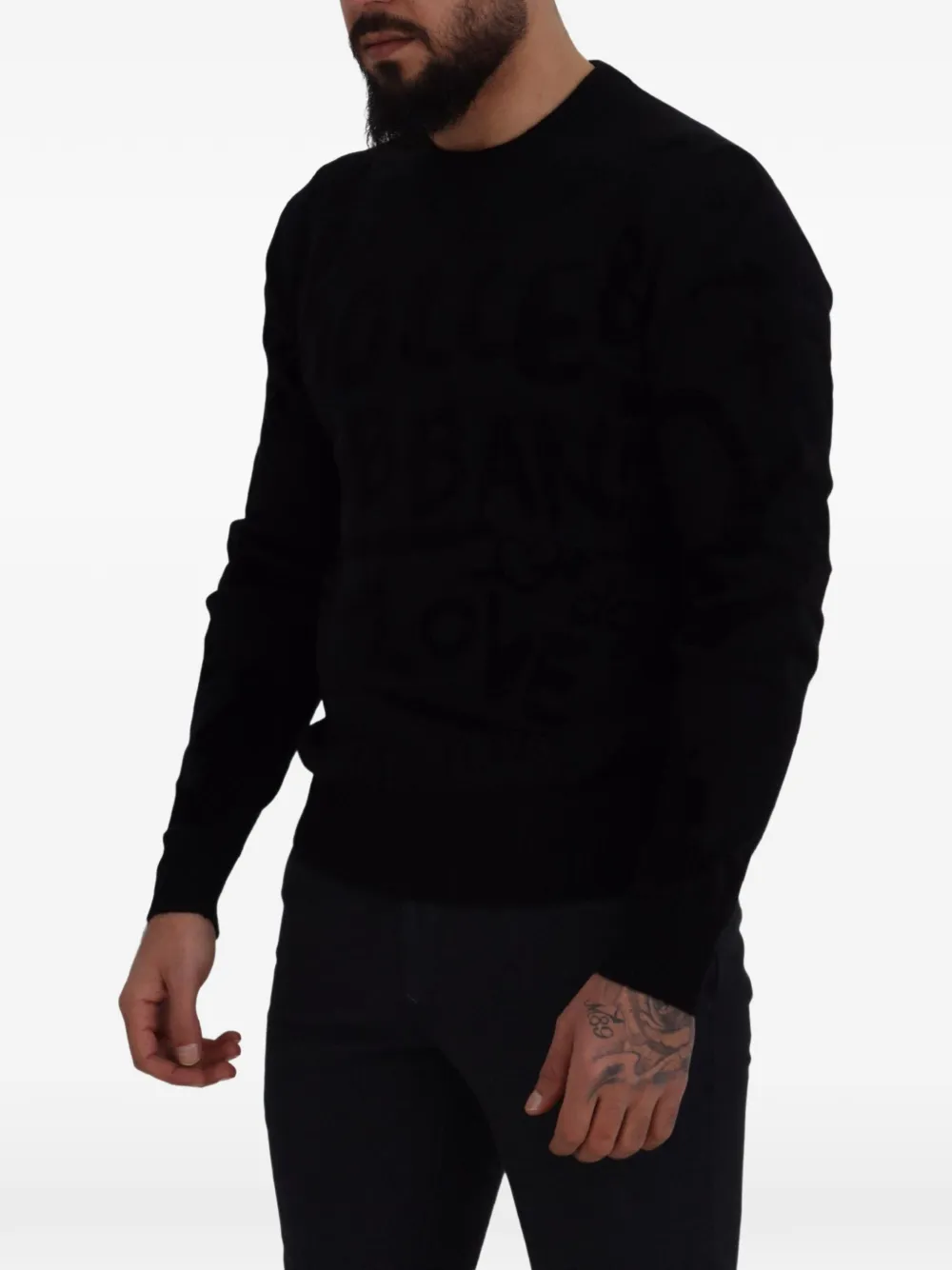 Dolce & Gabbana Wollen trui met reliëf Zwart
