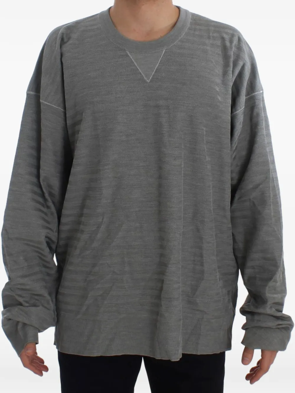 Dolce & Gabbana chevron-knit crew-neck sweater - Grey