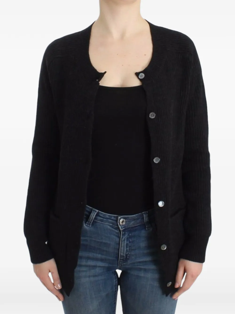 John Galliano Ribgebreid vest Zwart