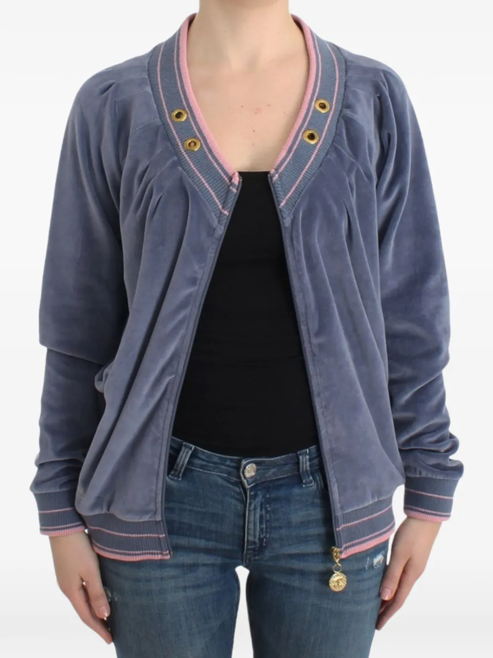 Roberto Cavalli velour zip-up track jacket - Blue