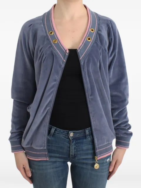 Roberto Cavalli velour zip-up track jacket