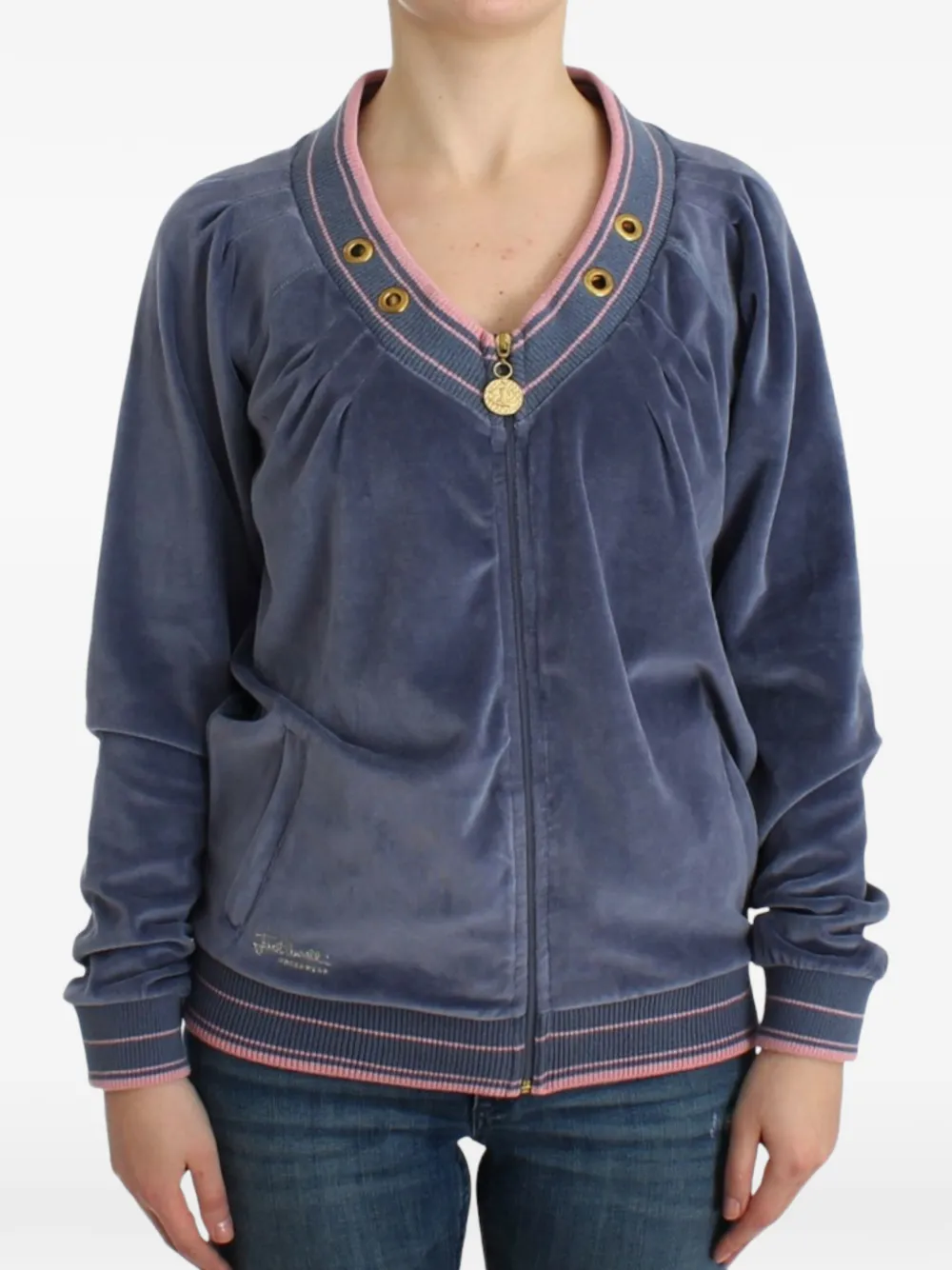 Roberto Cavalli Fluwelen trainingsjack met rits Blauw
