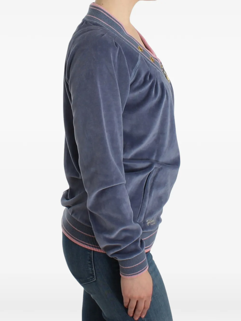 Roberto Cavalli Fluwelen trainingsjack met rits Blauw