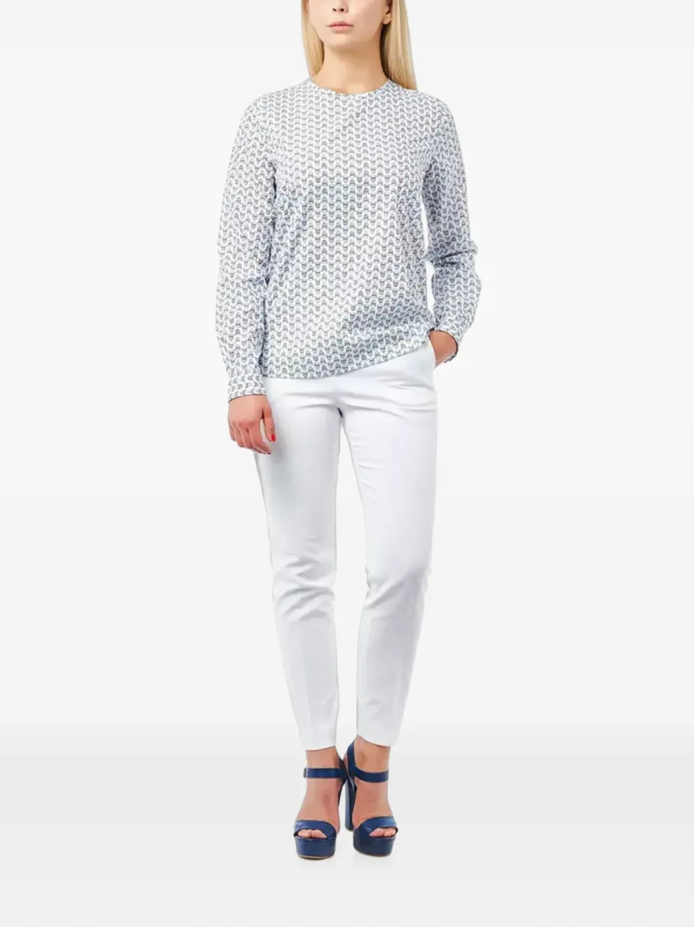 Bagutta skull-print long-sleeve blouse