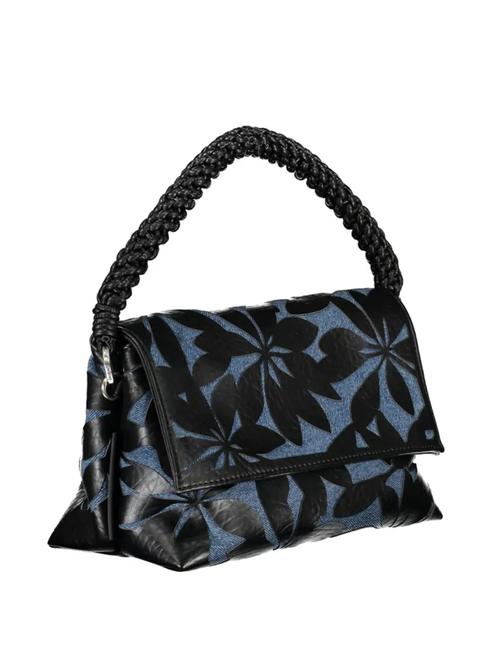 Desigual shopper met gevlochten handgreep en bloemenprint Zwart