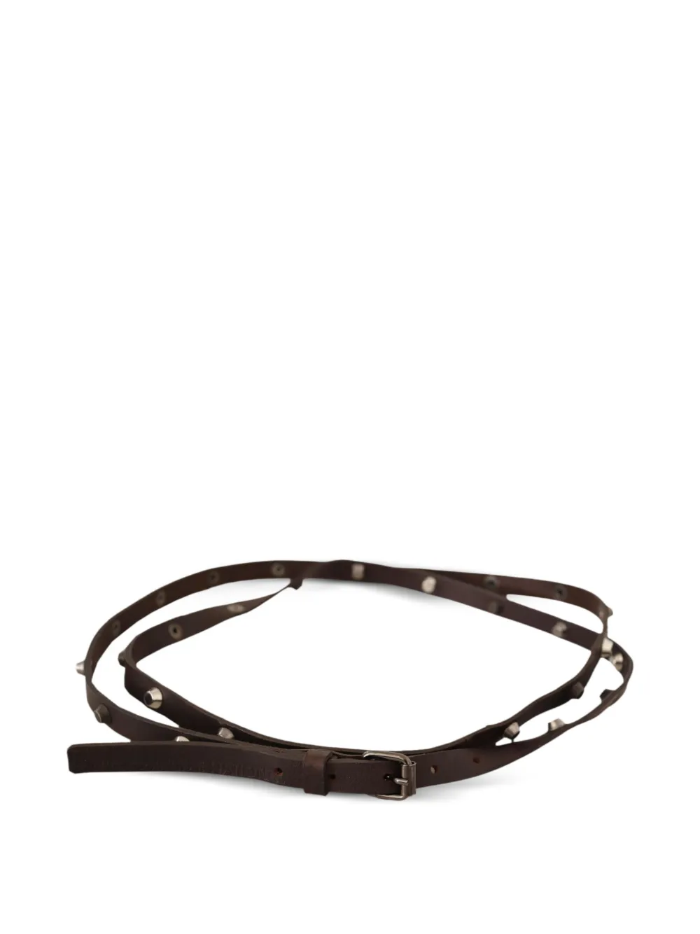 Costume National Cintura in pelle con borchie - Marrone