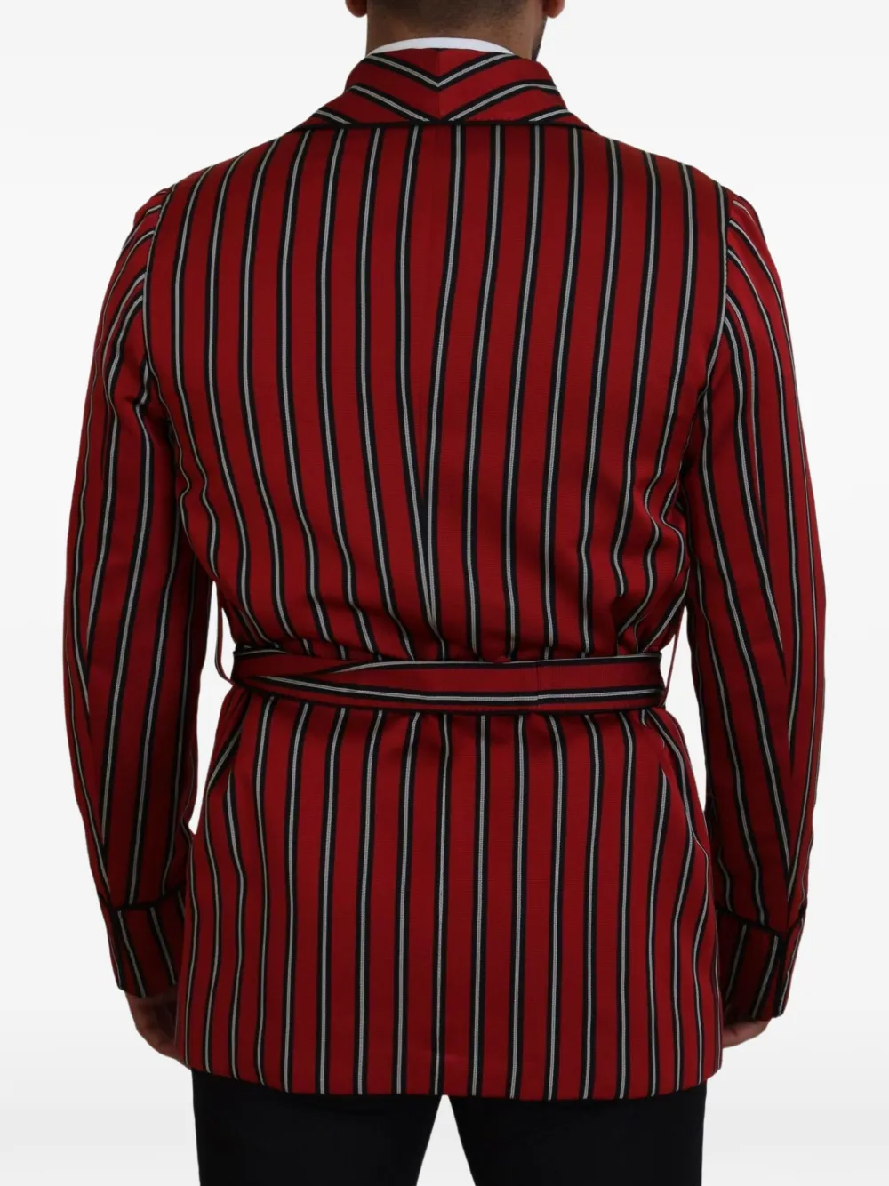 Dolce & Gabbana Gestreepte badjas met sjaalkraag Rood