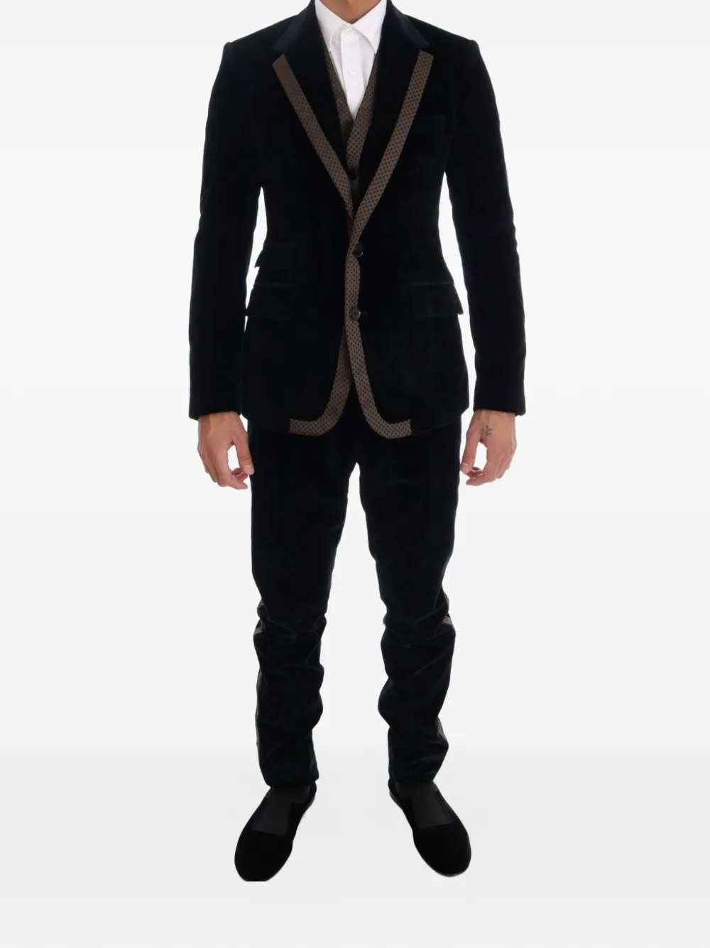 Dolce & Gabbana Completo monopetto con revers a lancia (3 pezzi) - Blu