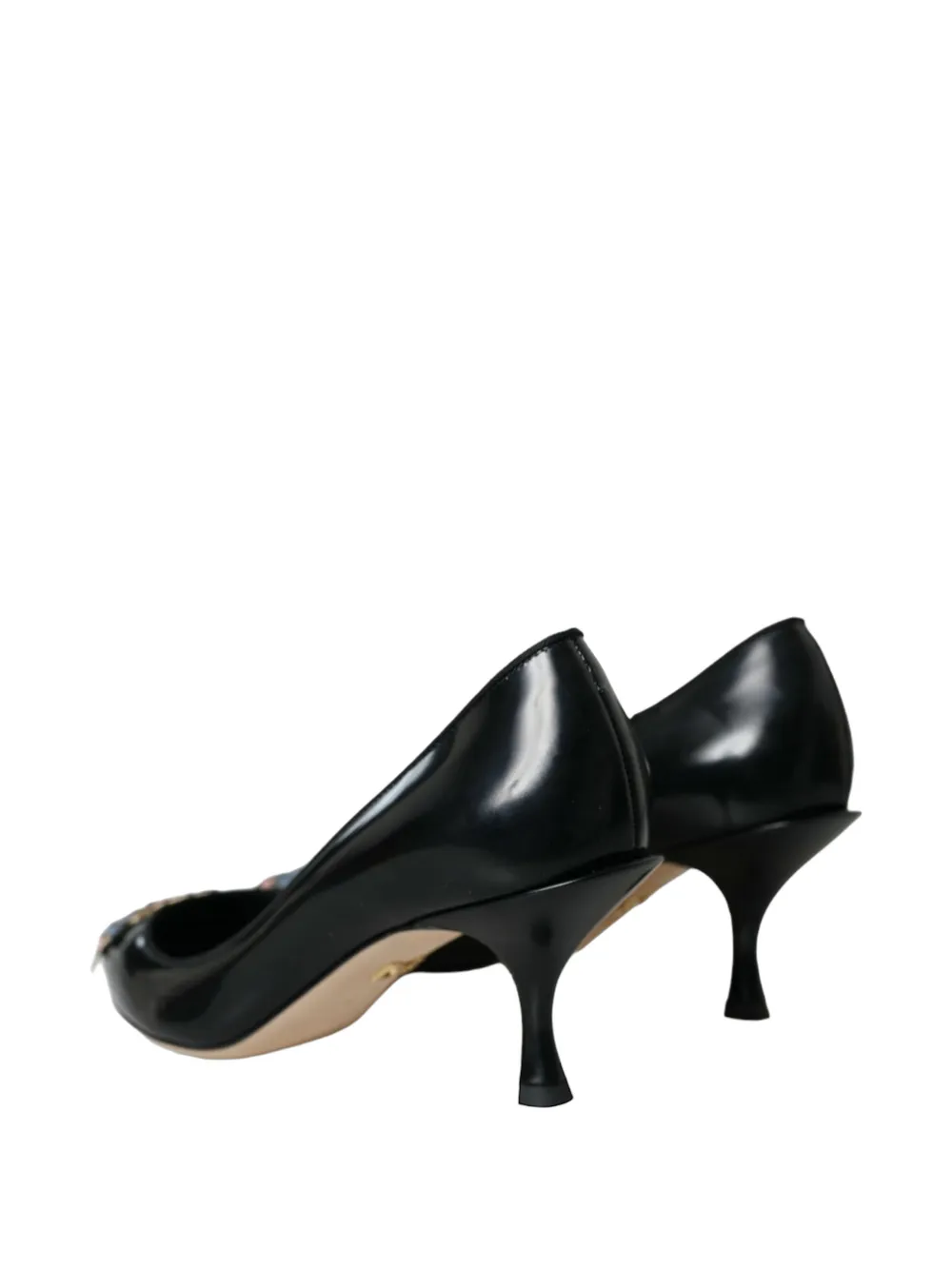 Dolce & Gabbana patch-embellished leather heeled pumps Zwart