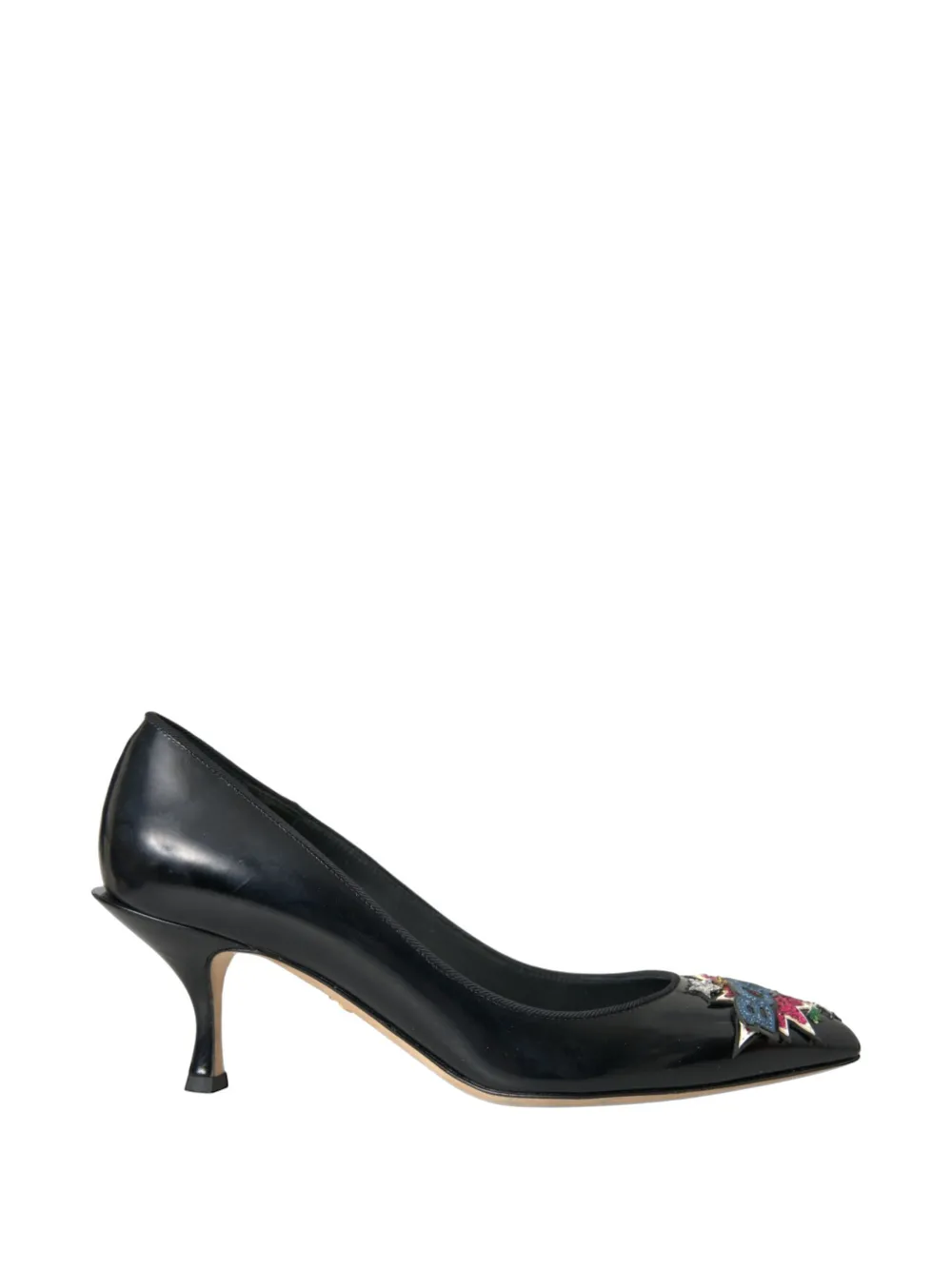 Dolce & Gabbana patch-embellished leather heeled pumps Zwart