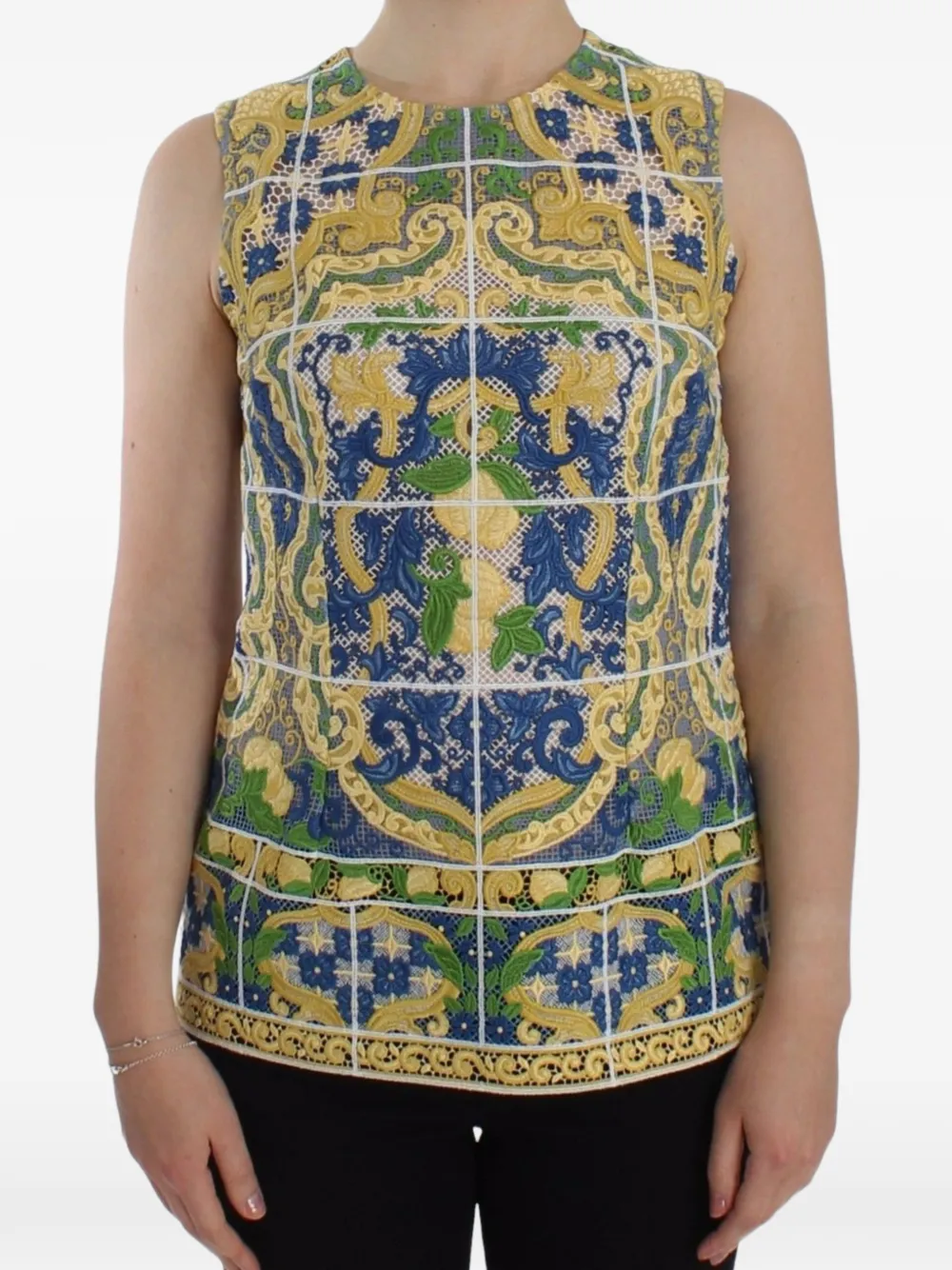 Dolce & Gabbana Top con ricamo - Blu