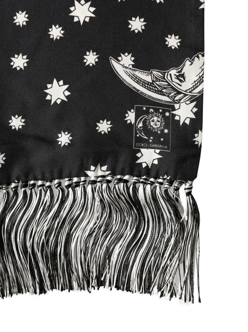 Dolce & Gabbana Sjaal met franje en print Zwart