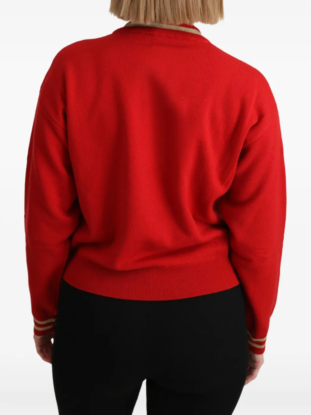 Dolce & Gabbana Trui verfraaid met stras en stripprint Rood