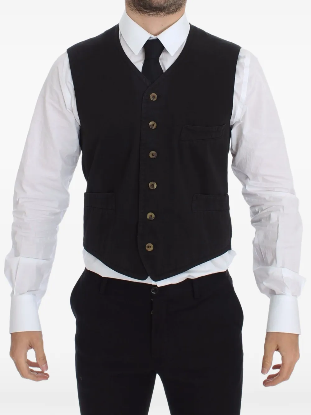 Dolce & Gabbana Gilet con scollo a V e bottoni - Nero