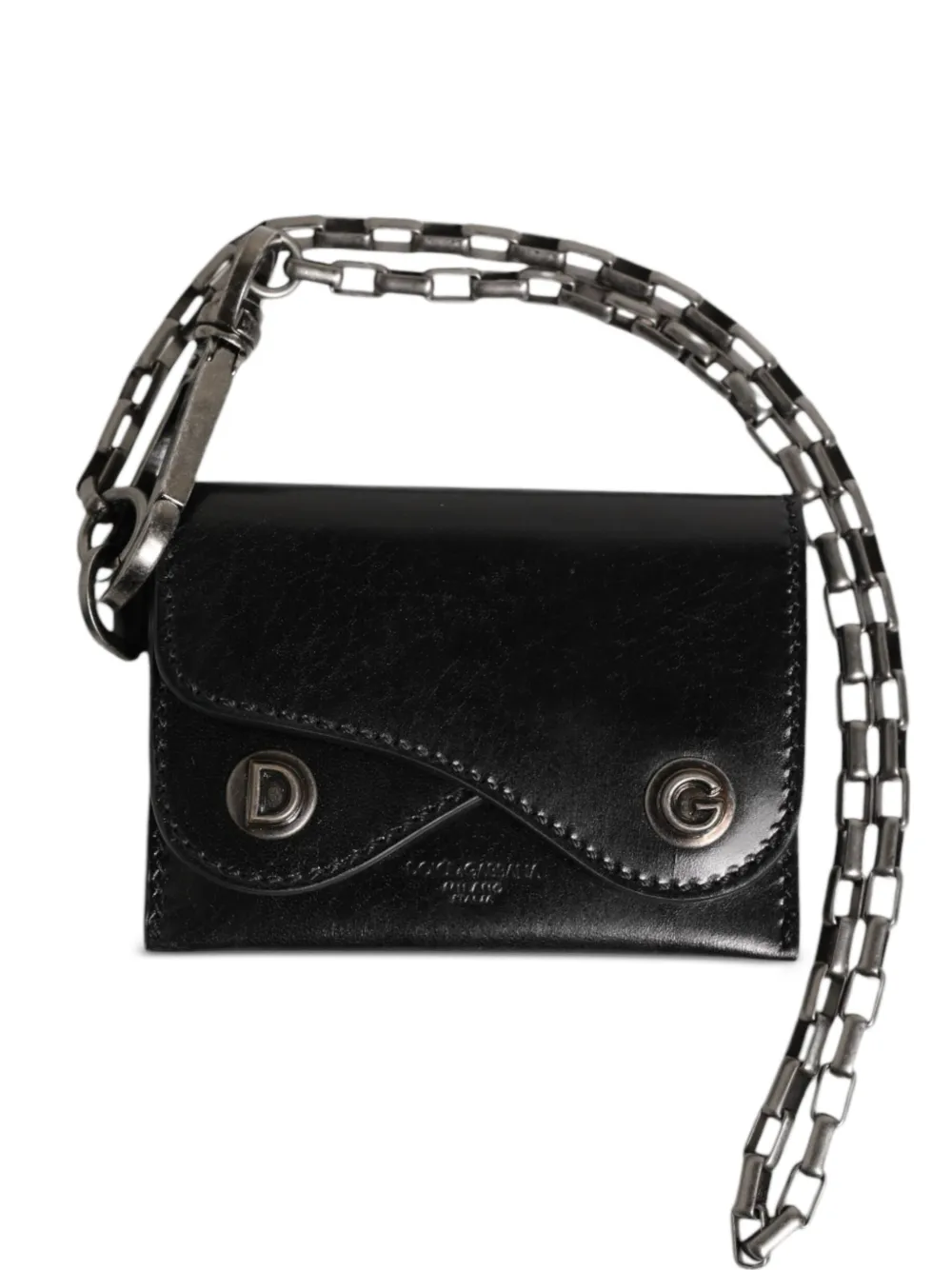 Dolce & Gabbana Portafoglio con catena e logo DG - Nero