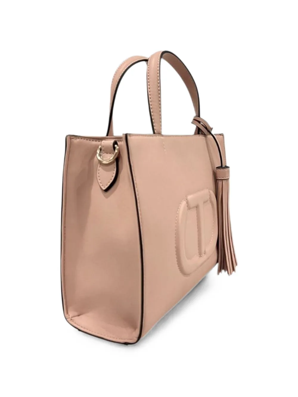 TWINSET Schoudertas met logo-reliëf en kwastje Beige
