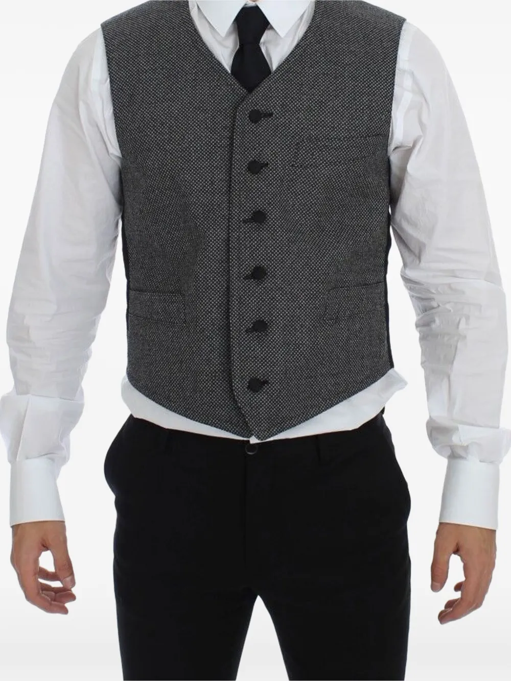 Dolce & Gabbana textured-finish V-neck waistcoat - Grey