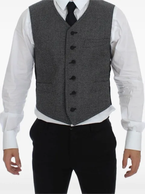 Dolce & Gabbana textured-finish V-neck waistcoat