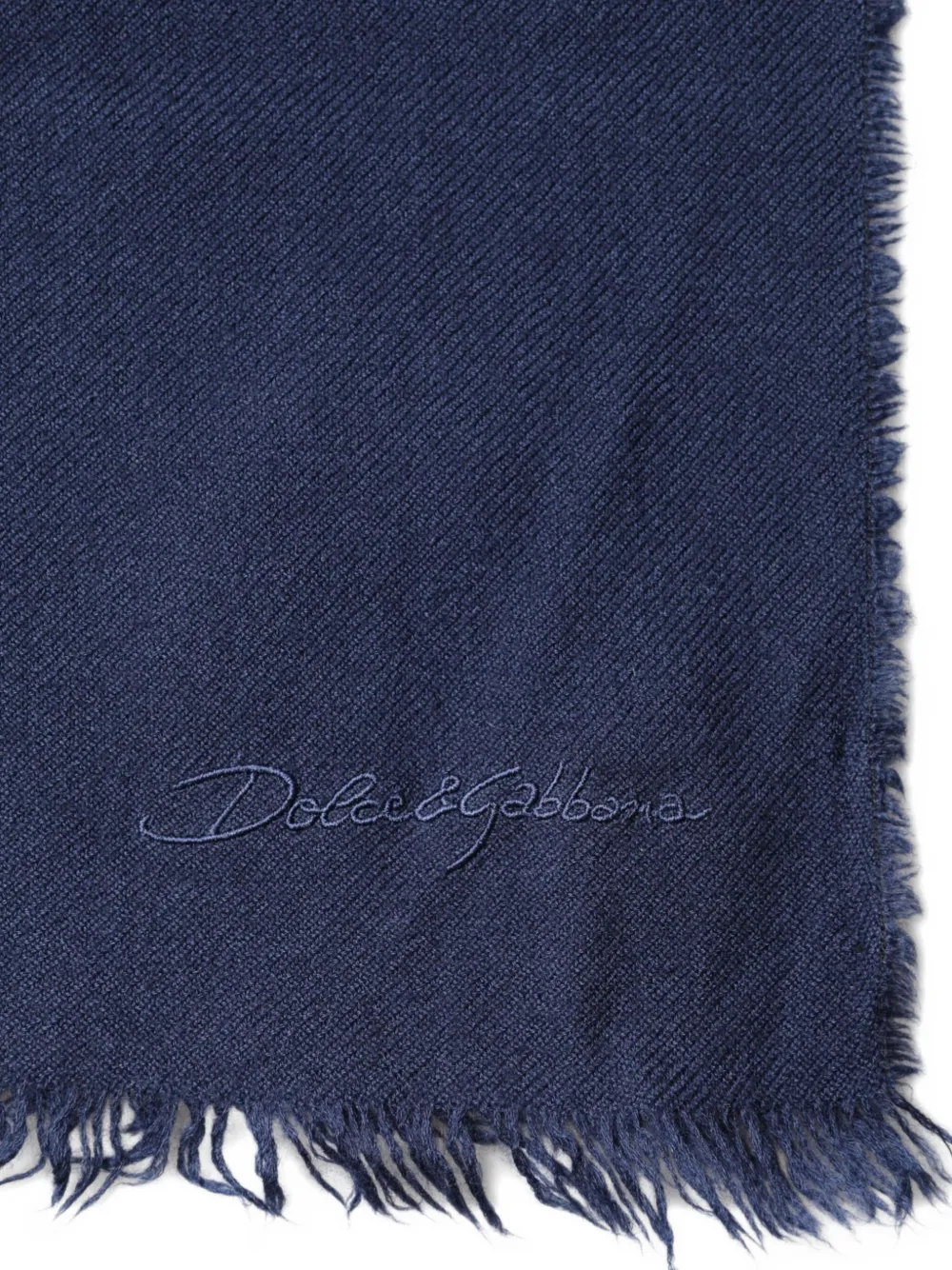 Dolce & Gabbana Sjaal met geborduurd logo en franje Blauw