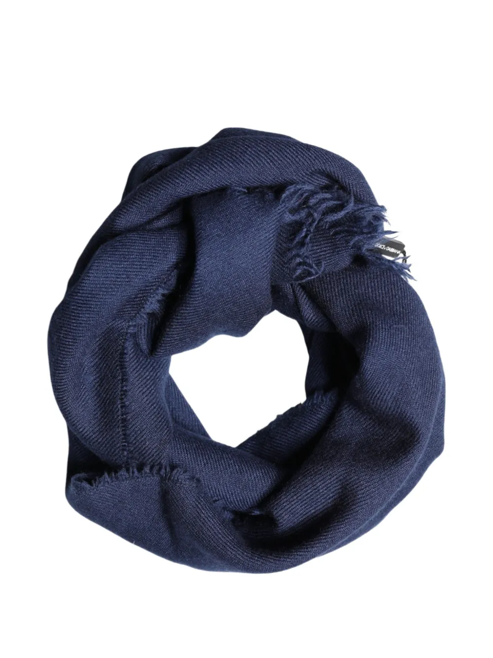 Dolce & Gabbana Sjaal met geborduurd logo en franje Blauw