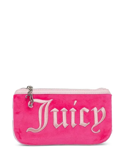 Juicy Couture logo-embroidered velvet coin purse