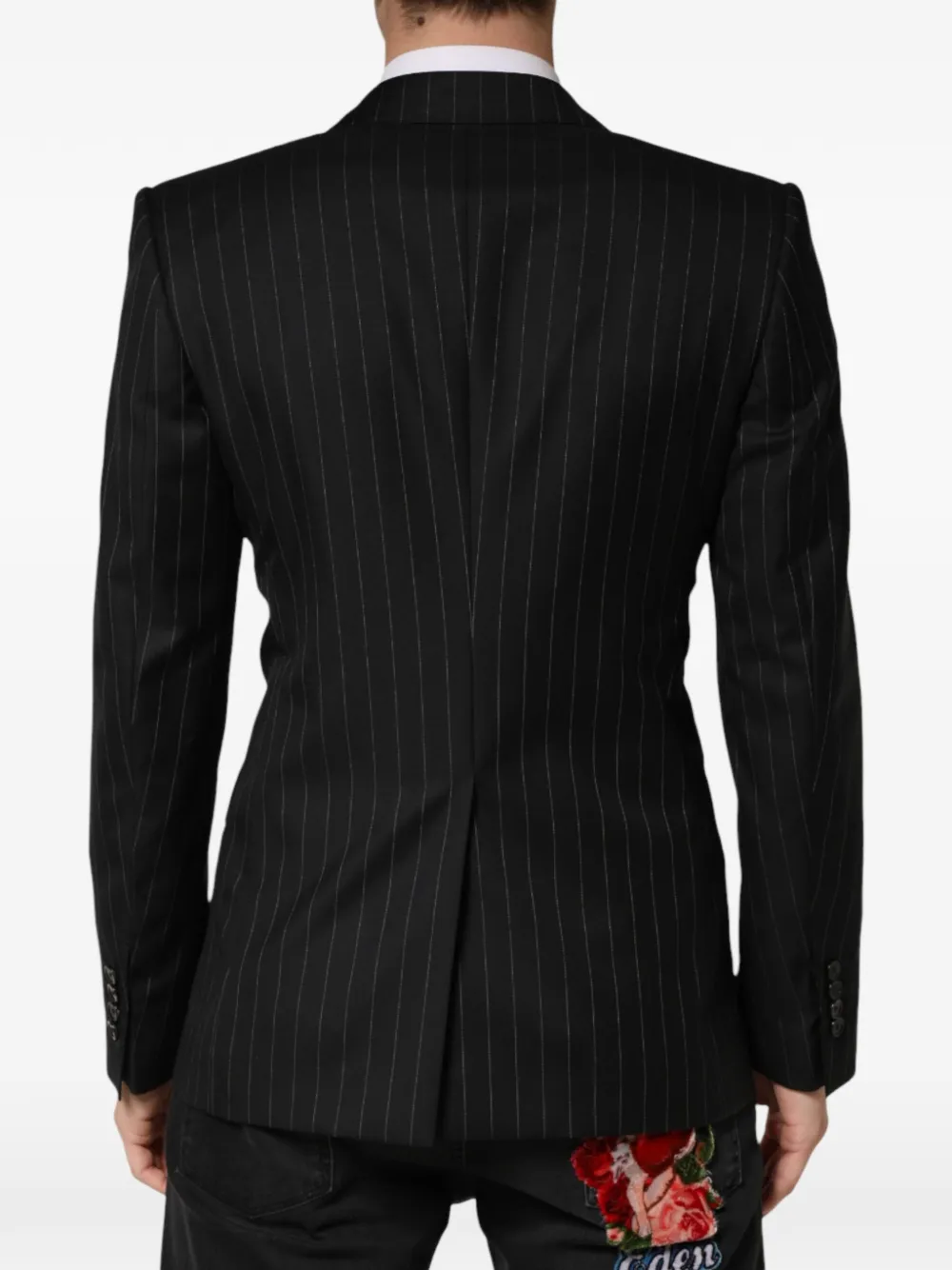 Dolce & Gabbana Blazer met krijtstreep en dubbele rij knopen Zwart