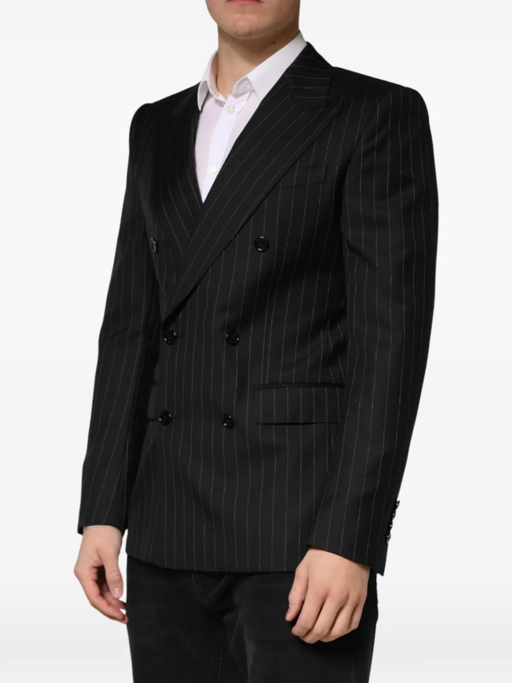 Dolce & Gabbana Blazer met krijtstreep en dubbele rij knopen Zwart