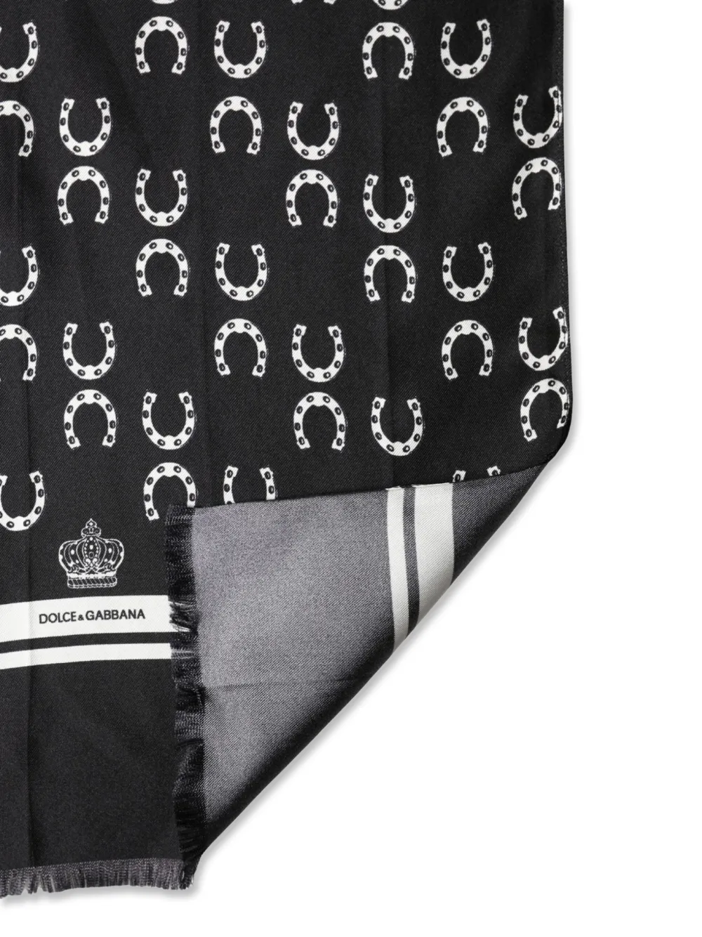 Dolce & Gabbana Zijden sjaal met hoefijzerprint Zwart