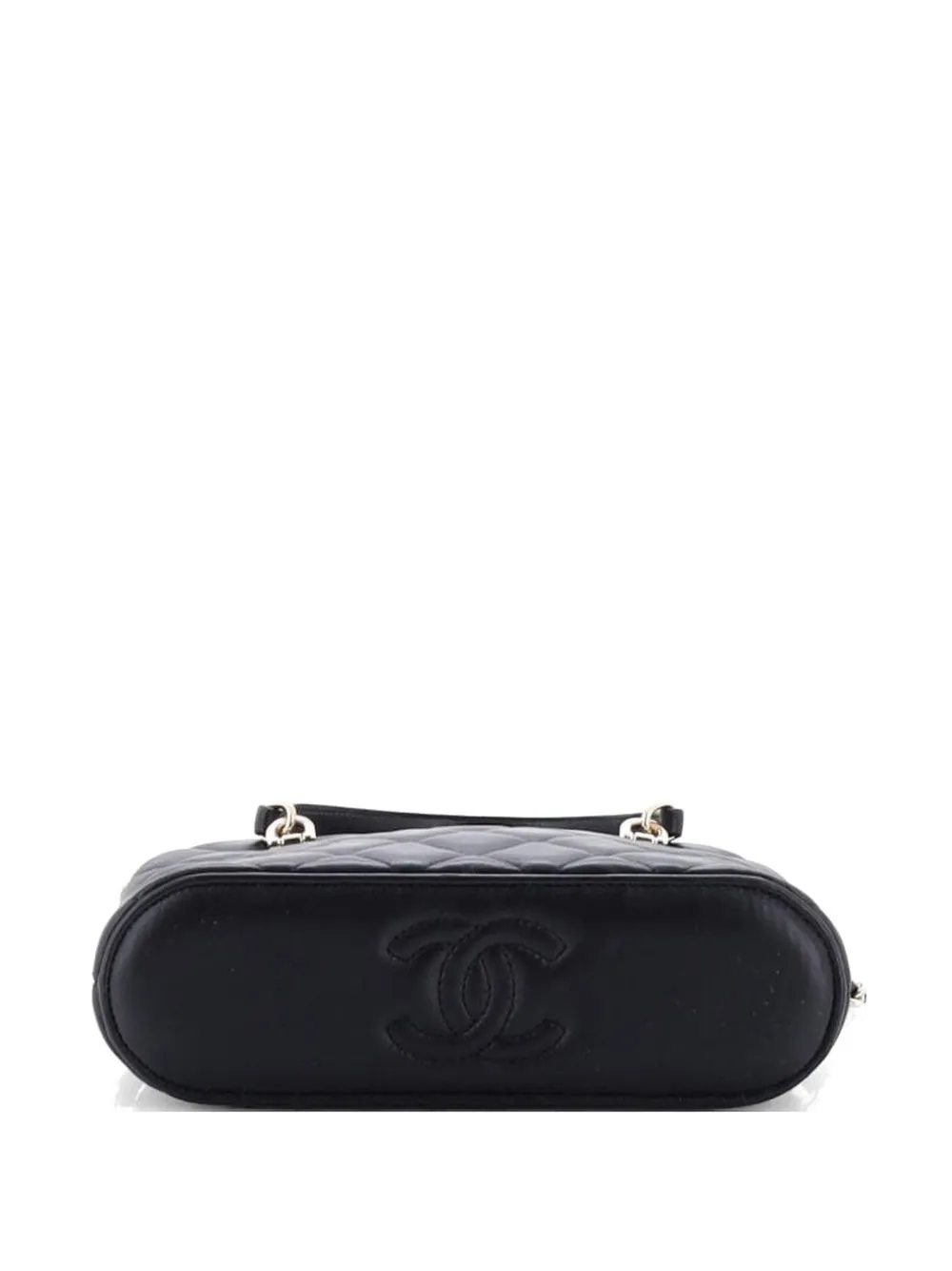 CHANEL Pre-Owned CC Dome Zip Shopping Bag Quilt Lambskin Mini crossbody bag - Nero