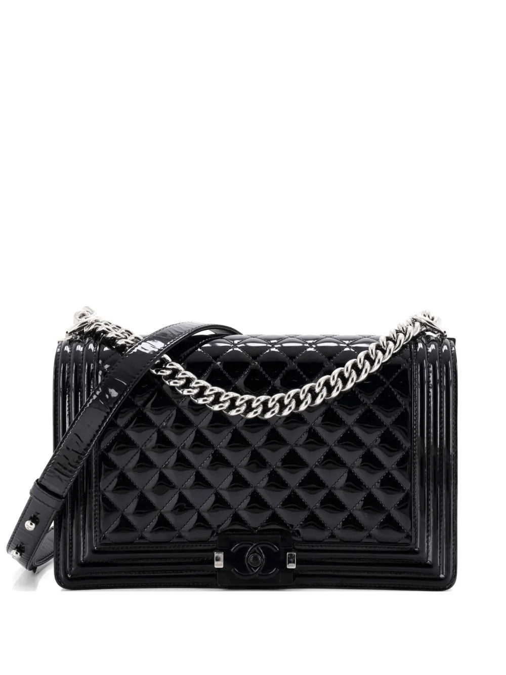 CHANEL Pre-Owned Boy Flap Bag Quilted Plexiglass Patent New Medium shoulder bag - Nero