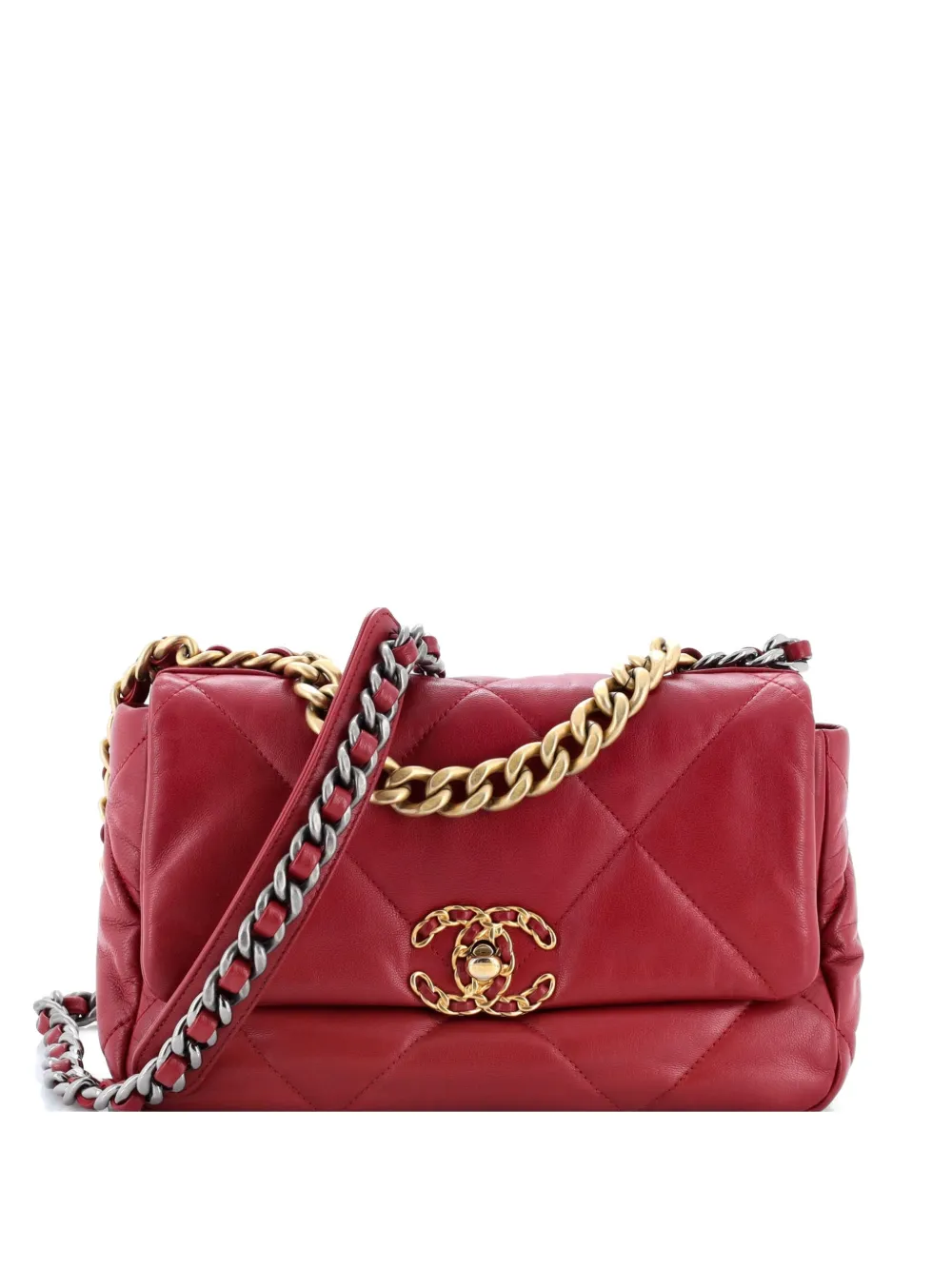 CHANEL Pre-Owned 19 Flap Bag Quilted Leather Medium crossbody bag - Rosa