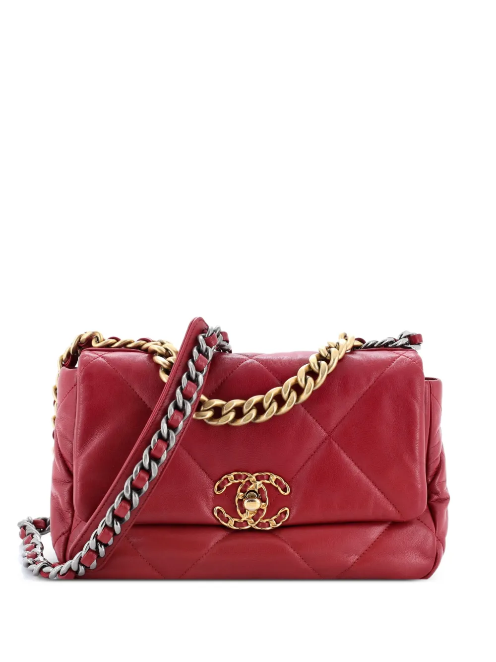 CHANEL Pre-Owned 19 Flap Bag Quilted Leather Medium crossbody bag - Rosa