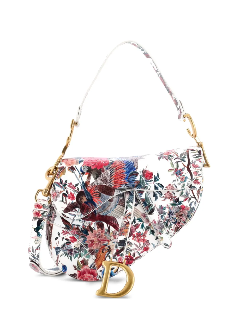 Christian Dior Pre-Owned Borsa a spalla Saddle media in pelle con stampa e tracolla - Multicolore