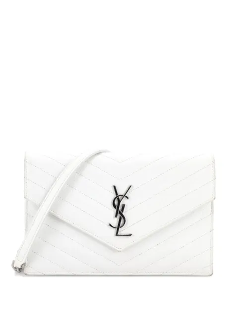 Saint Laurent Pre-Owned Classic Monogram Wallet on Chain Matelasse Chevron Leather Small crossbody bag