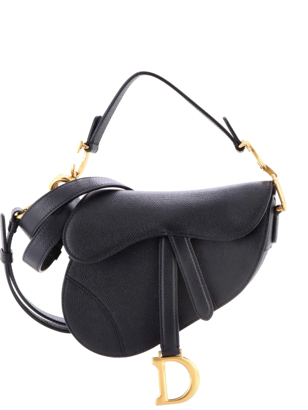 Christian Dior Pre-Owned Saddle Handbag with Strap Leather Mini shoulder bag - Black