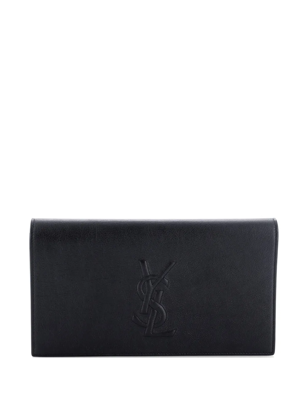 Pre-owned Saint Laurent Belle De Jour Leather Large Clutch Bag In Black