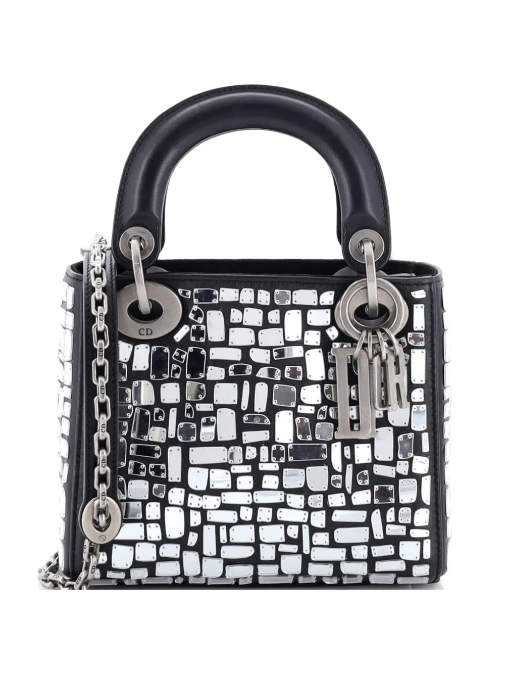 Christian Dior Pre-Owned Borsa a spalla Lady Dior mini in pelle con mosaico di specchi - Nero