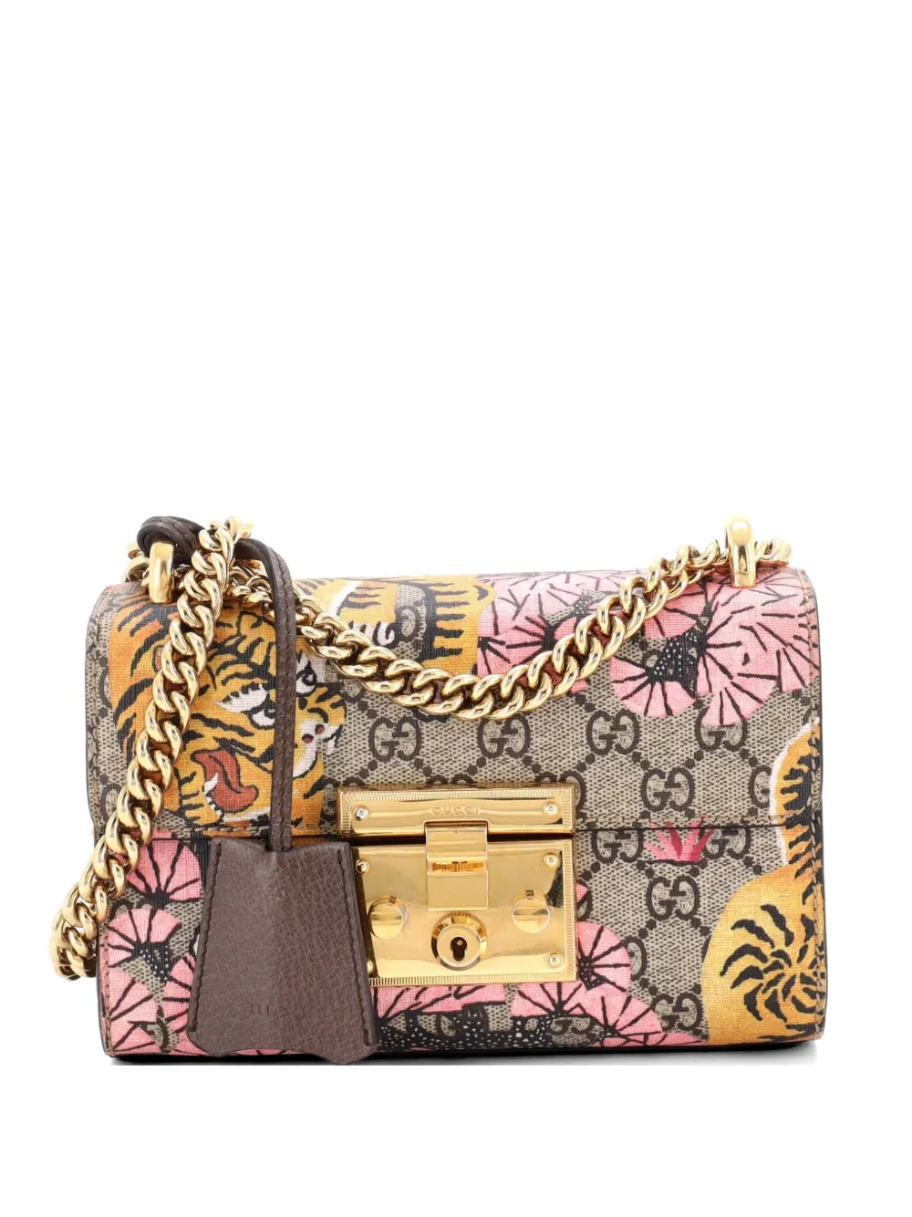 Gucci Pre-Owned Borsa a spalla Padlock piccola in tela cerata GG con stampa - Marrone