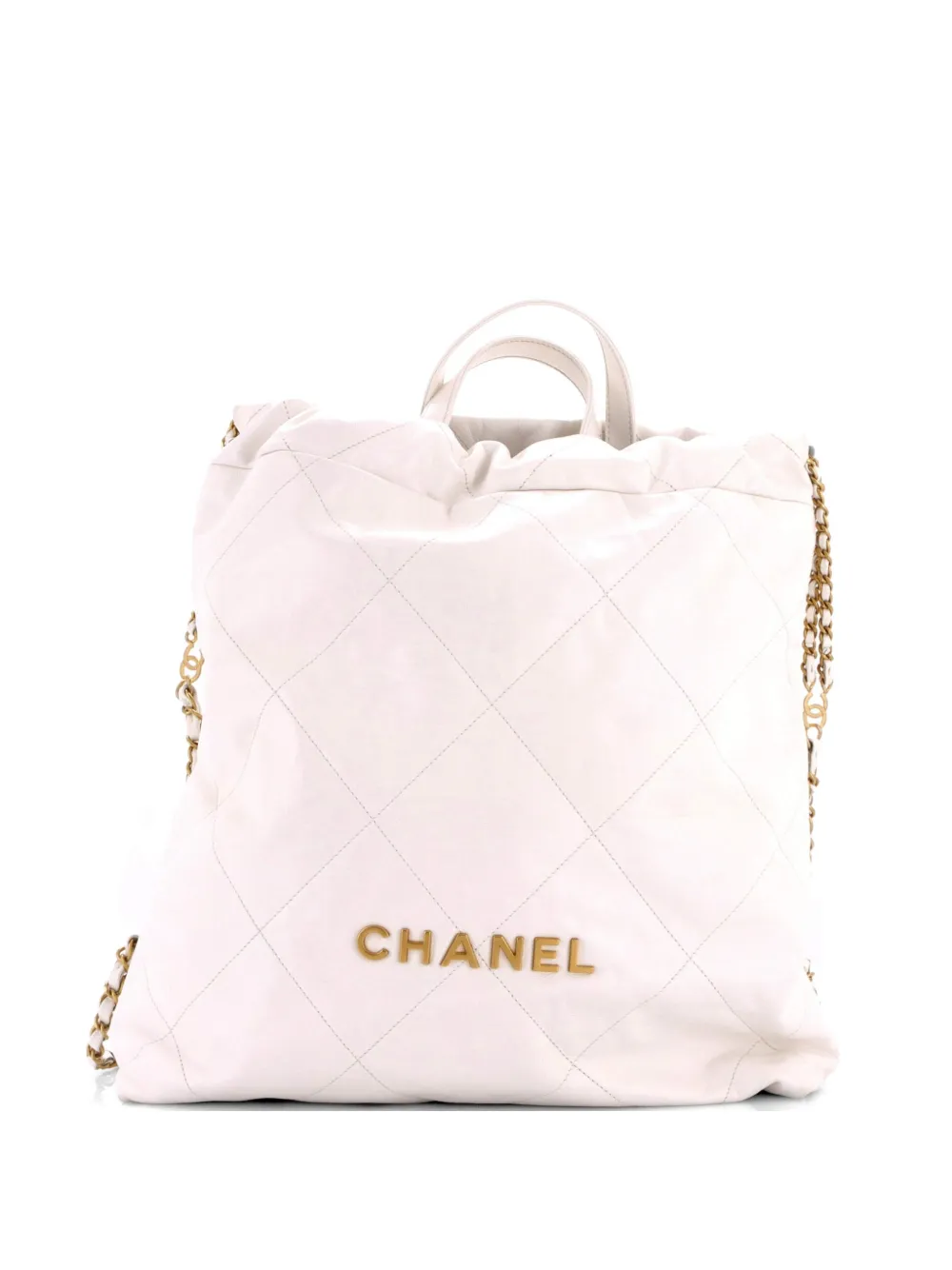 CHANEL Pre-Owned 22 Chain Quilted Calfskin Large backpack - Bianco