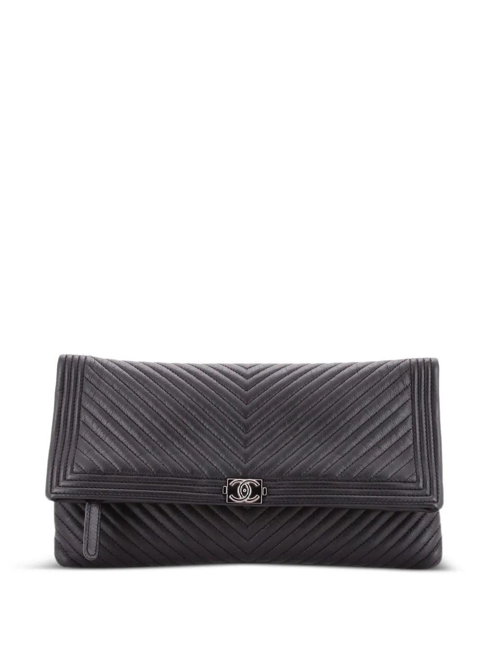 CHANEL Pre-Owned Boy Beauty CC Chevron Leather clutch bag - Nero