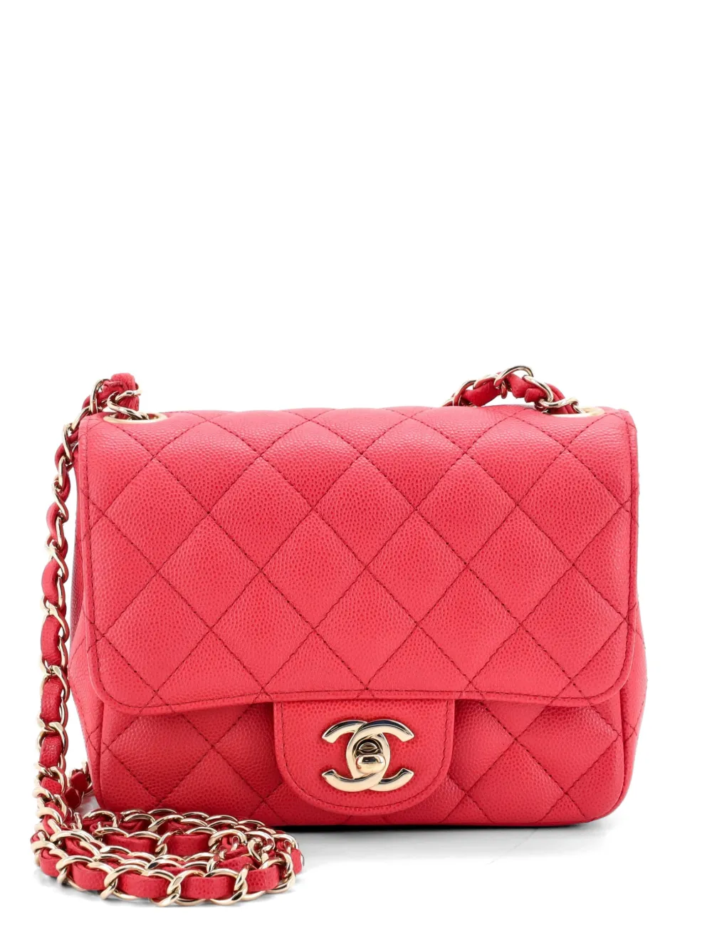 CHANEL Pre-Owned Square Classic Single Flap Bag Quilted Caviar Mini crossbody bag - Pink