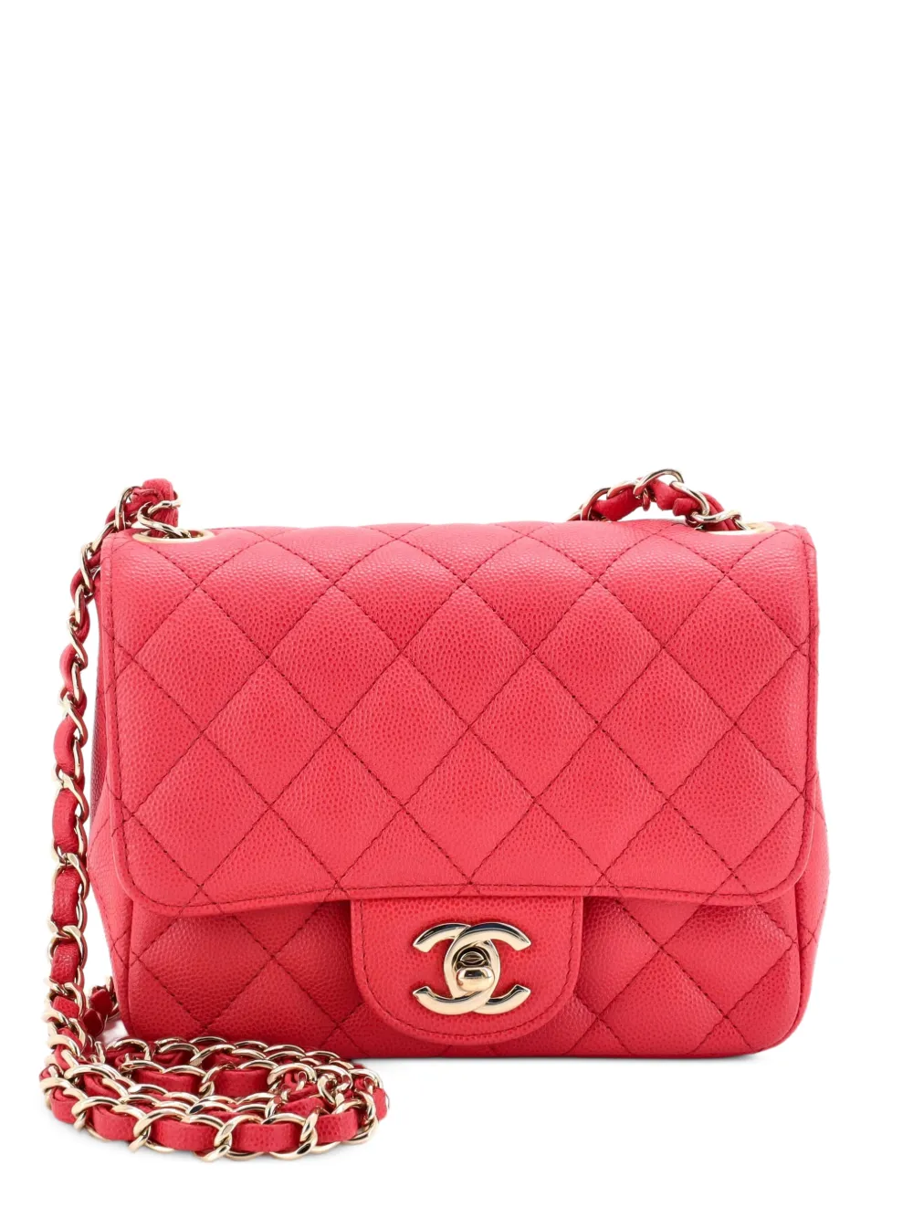 CHANEL Pre-Owned Square Classic Single Flap Bag Quilted Caviar Mini crossbody bag - Pink