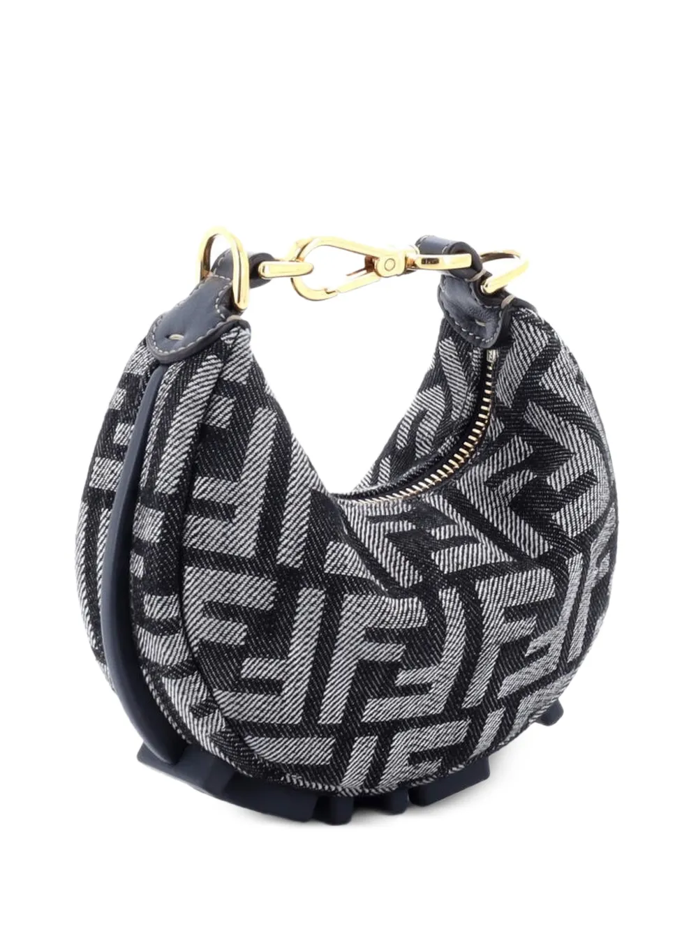 Fendi Pre-Owned Borsa passepartout Fendigraphy Bag Zucca Denim Nano - Nero